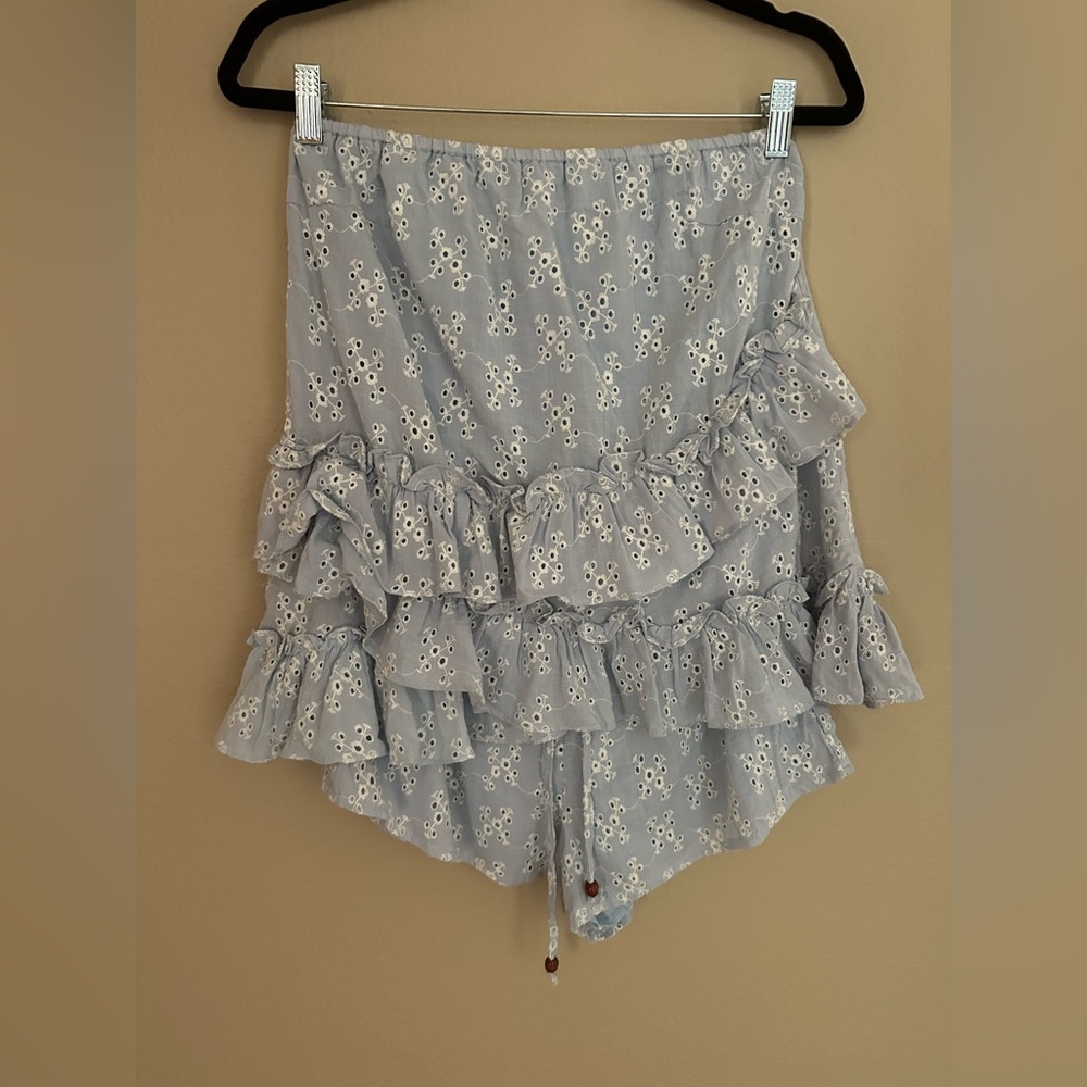 Olivaceous Eyelet Embroidered Floral Jumper Blue and White Size Small - Picture 1 of 8